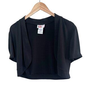 R&K Originals 90s Black Bolero Cardigan S Short Sleeve Open Front